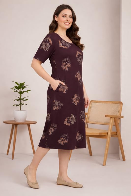 Image of CLOUD SOFT Stylish Women's Short Nighty | Premium Rayon Fabric | Soft Comfortable Everyday Night Dress - CS5002