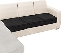 Vista 77 de NAISI Funda para Sofá Seccional de 1 Pieza de Terciopelo Separada para Chaise Lounge Funda Suave Elástica Fundas para Sofá Seccional Marrón