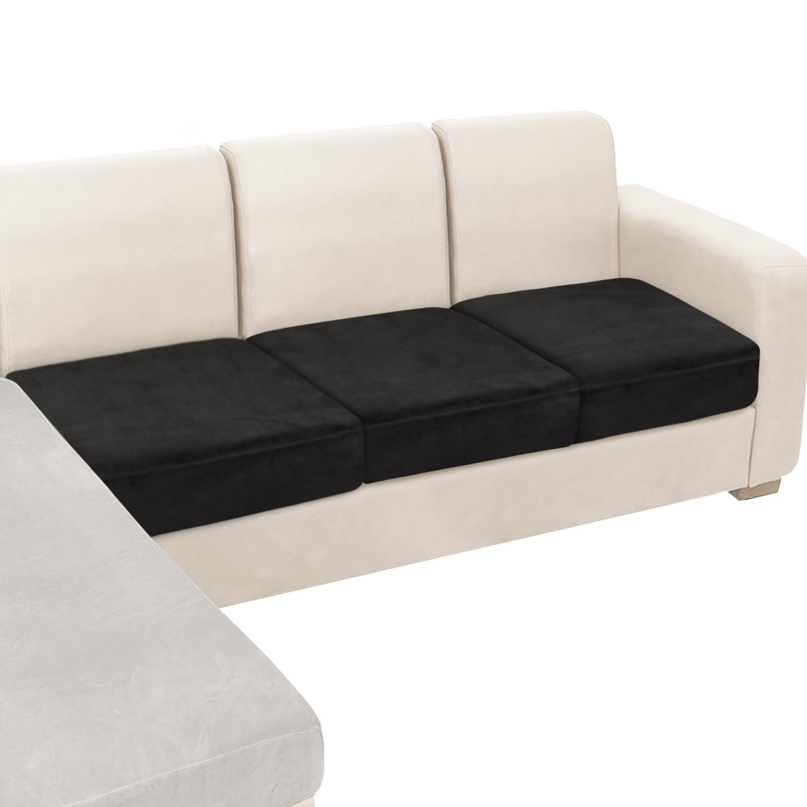 NAISI Couch Cushion Covers 3 Pieces Velvet Stretch Sofa Seat Covers or Backrest Covers Soft Individual Couch Covers for Sectional Sofa(3 Pcs for 3-