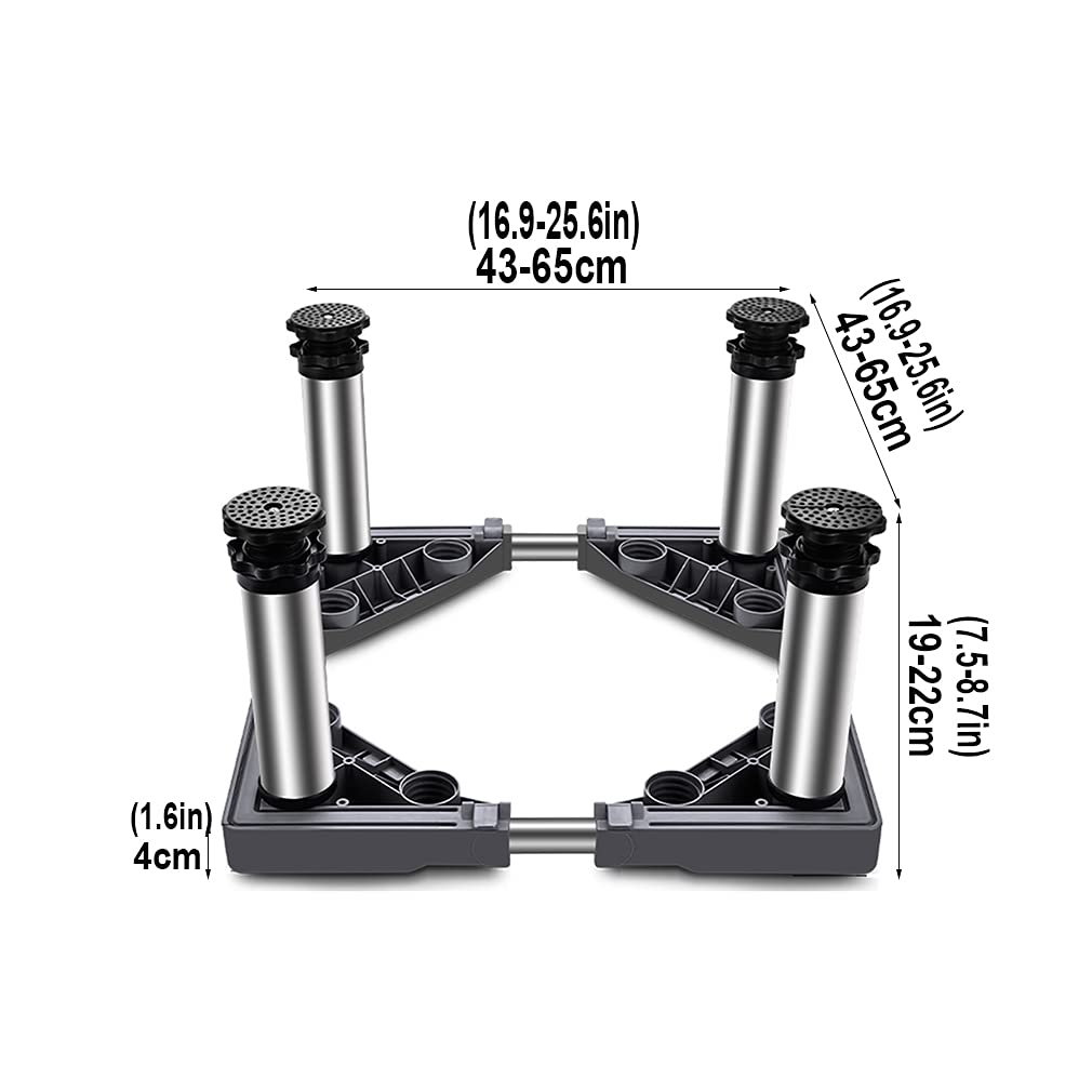 Lavadora con Base Ajustable Multifuncional Soporte para Secadora Antivibración Ajustable 43-65 cm Bandejas para el Piso del refrigerador Cocinas Lavavajillas Soporte para la Base Alfombrilla a