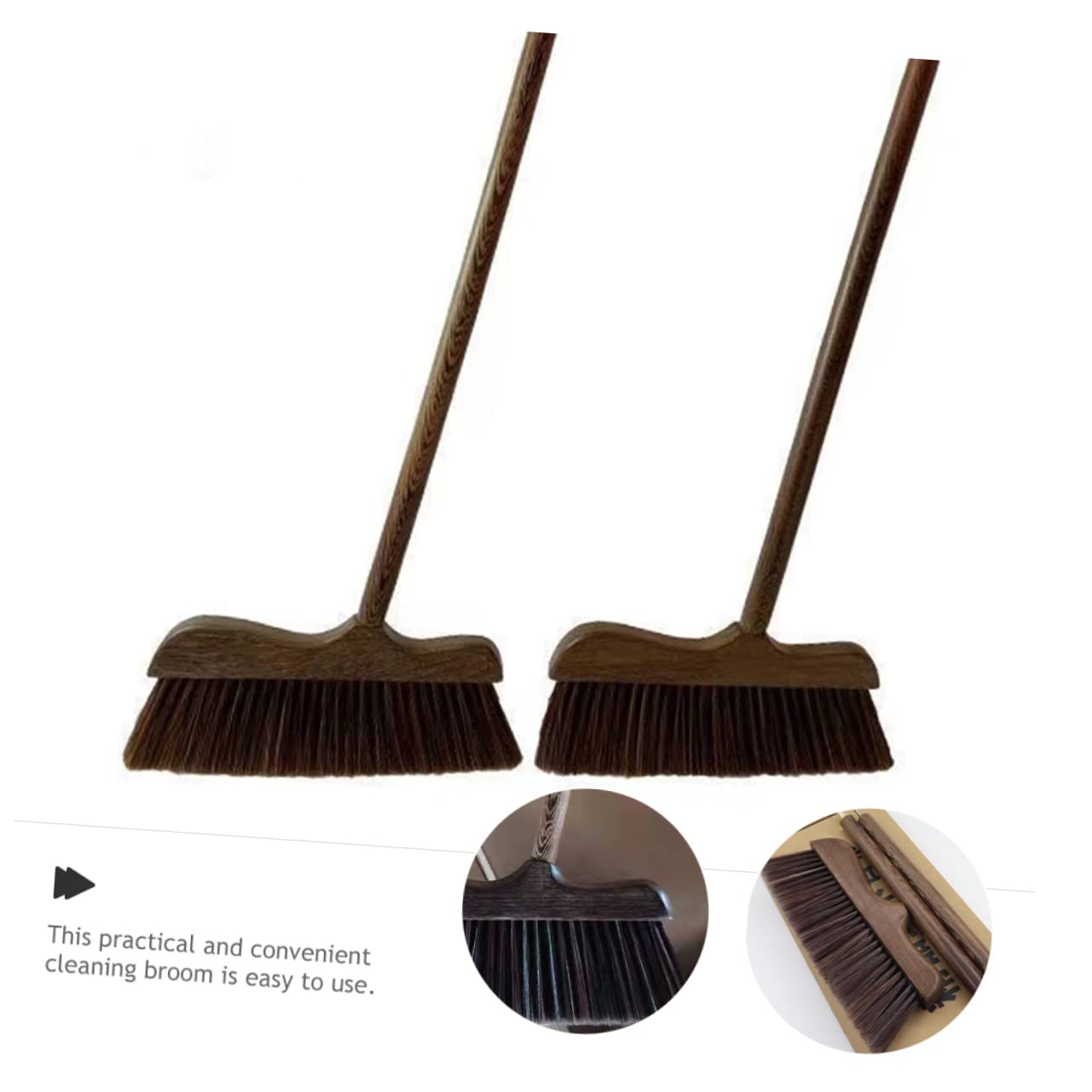 Scopa in Legno a Tre Sezioni, Portatile, Uso Facile, Rustica