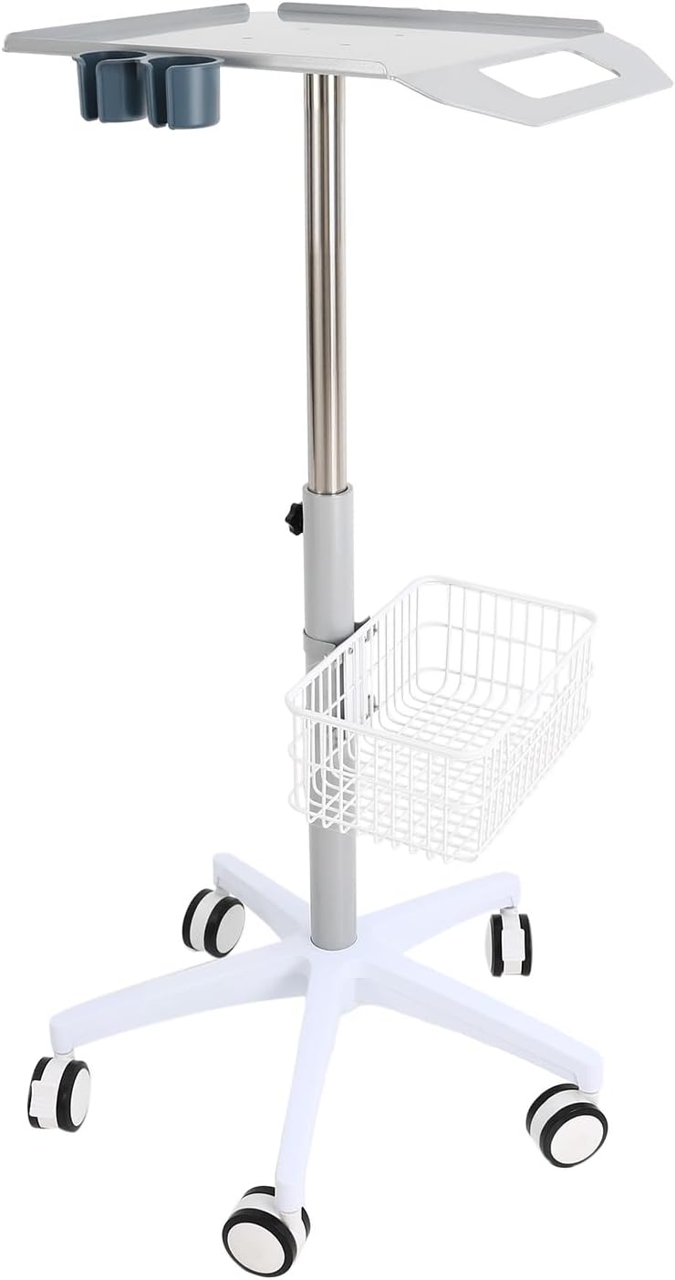 Mobile Medical Cart, 85-110CM Height Adjustable Dental Cart Rolling Lab Cart with Large Tabletop and Wheels, Practical Trolley Cart Iron Trolley Cart for Laboratory, Hospital, Salon