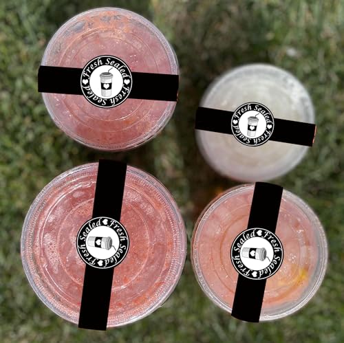 Safe Secure Tamper Evident Seals for Christmas Drink Beverage Lids 1\" x 9\" Sealed for Freshness Labels Food Delivery Safety Stickers for Coffee Milk Tea Ice Cream Seal 250pcs (Black)
