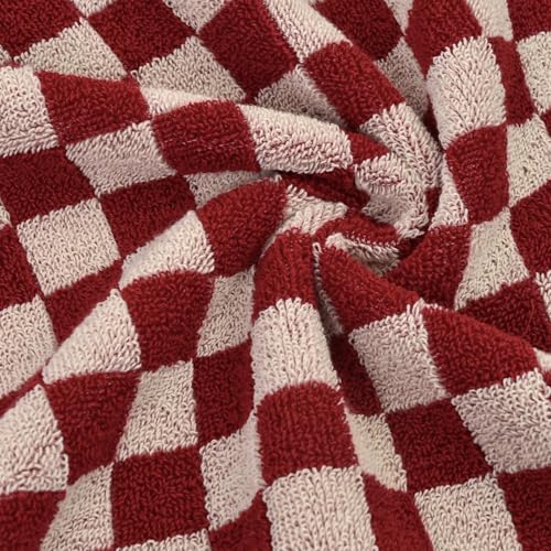 Image of Jacquotha Red Hand Towels for Bathroom Set of 4 - Cute Checkered Hand Towel | for Farmhouse Retro Guest Room & Kitchen Decor, Lightweight Cotton, 29 inch x 13 inch
