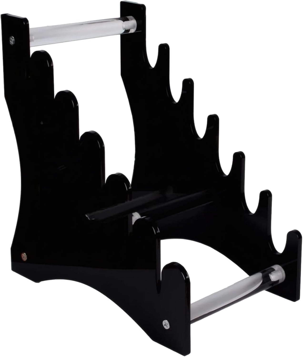 Acrylic Removable Pocket Knife Display Stand, Black 6 Tier Design with Metal Support Rods, Compact Knife Organizer for Fruit Knives, Tools, and Collectible Display