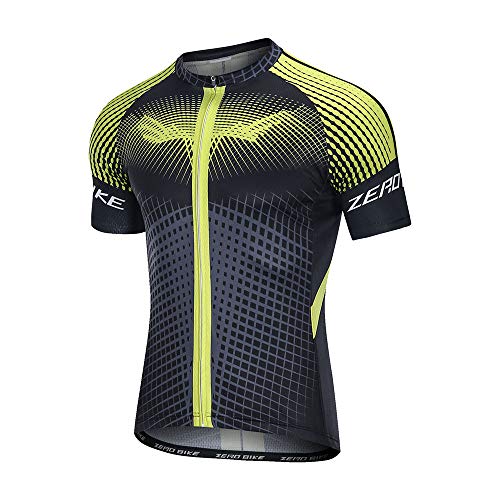 Men's Cycling Jersey Short Sleeve Bike Tops Quick Dry Breathable Full Zip Shirts Sportswear Clothing Quick Dry