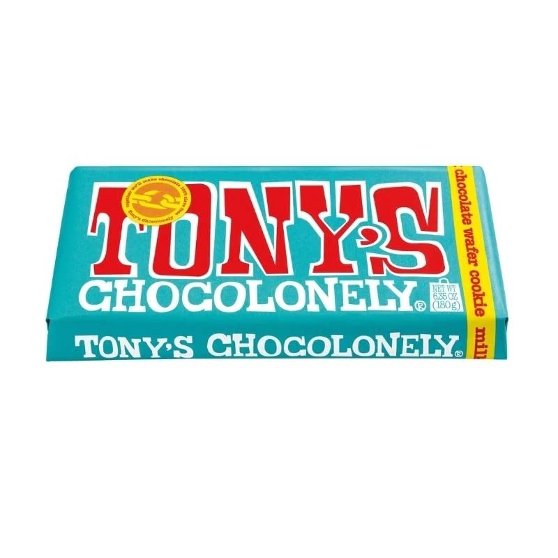 Tony's Chocolonely Milk Chocolate Bar with Wafer and Cookie Pieces, 6.35 OZ