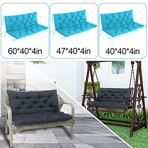 2-3 Seat Replacement Swing Seat Cushion, Outdoor Bench Cushion with Backrest and Straps , Non Slip Sun Protection Porch Bench Seat Cushion for Home Garden Patio Outdoor Indoor Swing,Beige-40x47in