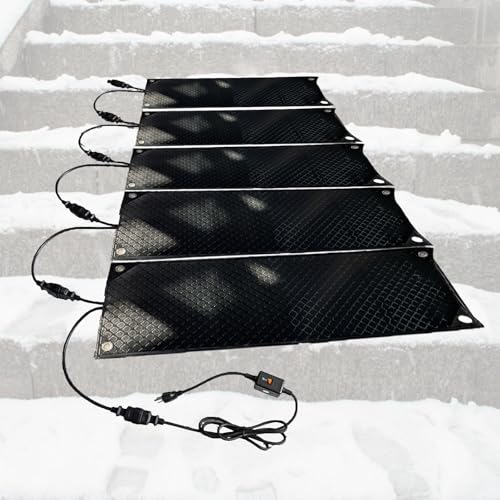 Tapis chauffants pour faire fondre la neige, coussinets en caoutchouc pour glace et neige avec câble d'alimentation de 1,5 m pour passerelles, marches, terrasses et trottoirs. Dispo, 5 pièces