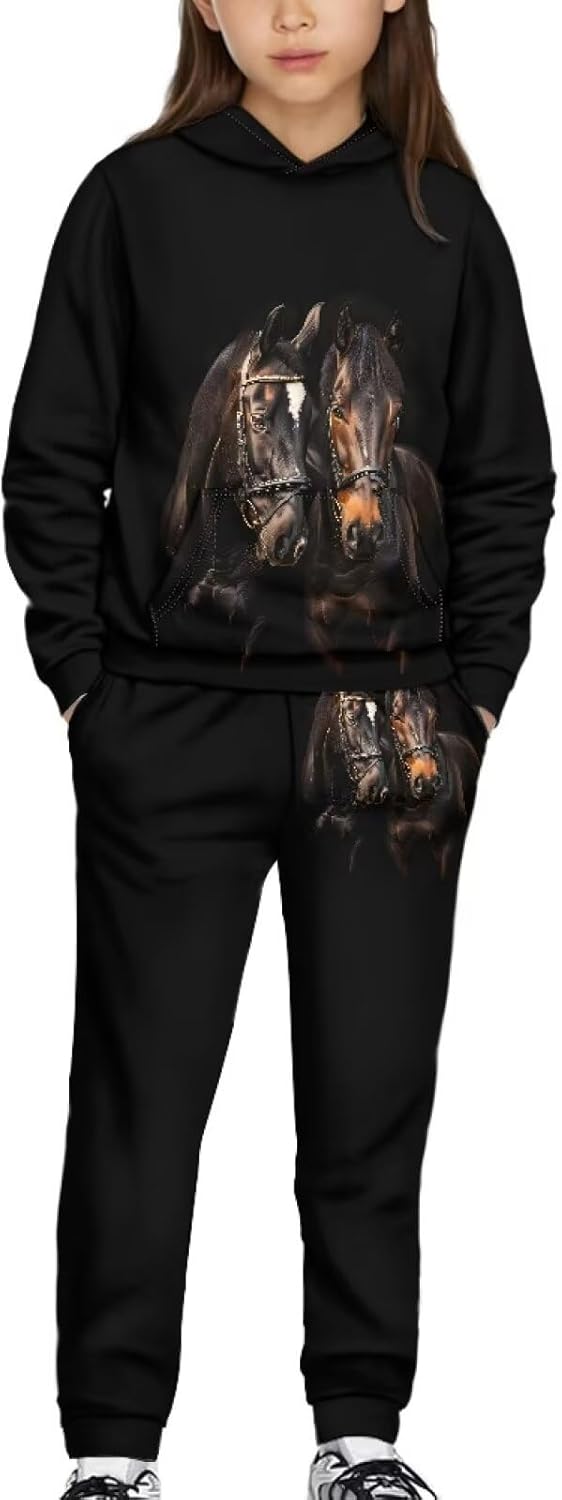 AFPANQZ Kids Hoodies with Jogging Pants Tracksuit Set Casual Hooded Sweatshirt and Sweatpants 2 Pieces Set