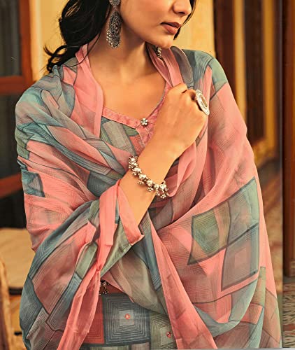 ladyline Cotton Bandhej Printed Salwar Kameez Suit Set for Women - Ethnic Mirror Work - Lawn Cotton Dupatta with Pants2