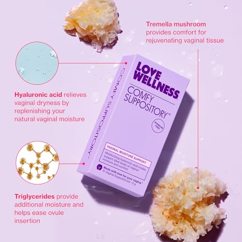 Image of Love Wellness Comfy Suppository | Vaginal Moisture Suppository | Hormone-Free with Hyaluronic Acid & Tremella Mushroom for Vaginal Dryness Support | 10 Count