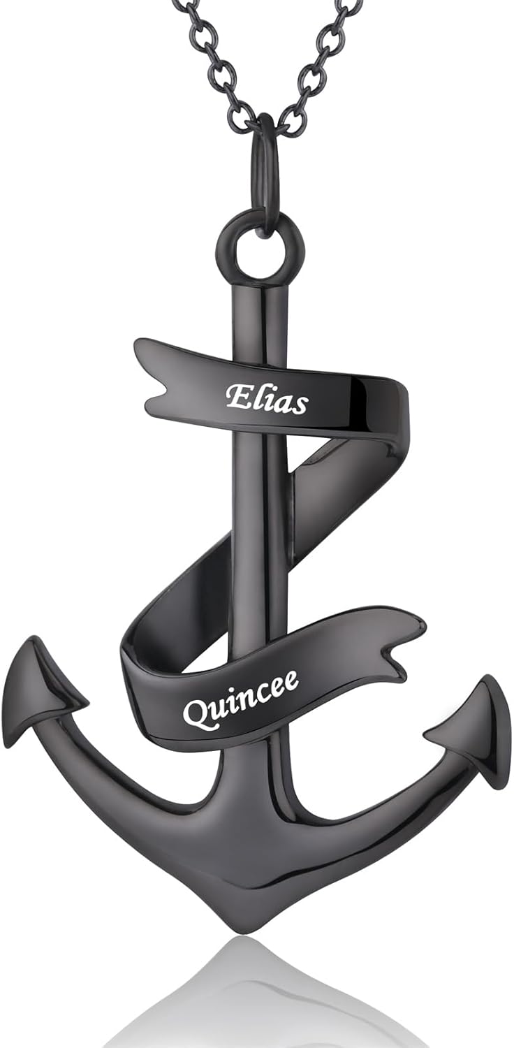 MissNaNa Custom Dad Necklace for Men Personalized Anchor Necklace for Dad Father Name Engraving Necklaces Gift for Father's Day