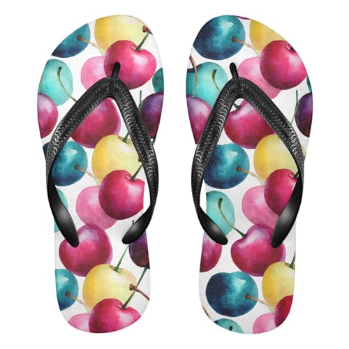 Flip Flop Sandals Watercolor Fruit Print for Women Men Beach Outdoor XS
