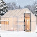 Extra Large Chicken Coop Run, Outdoor Wooden Chicken House Insulated with Waterproof Cover for Winter, 4 Nesting Boxes, Roosting Bars for 10-15 Chickens, Backyard, Farm, 9' x 6' x 6' (Modern Grey)