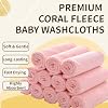 MUKIN Baby Washcloths Set - 12 Pack 12x12 Inches Microfiber Coral Fleece Face Towel for Newborns, Infant, Toddlers or Kids. Ultra Soft and Absorbent wash Cloth for Baby (Pink)