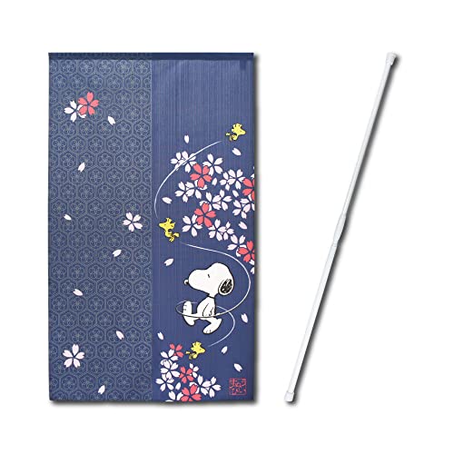 のれん工房 スヌーピー グッズ 雑貨 のれん タペストリー ポスター つっぱり棒付きのれん 幅85×丈150cm PEANUTS 桜咲く 21260