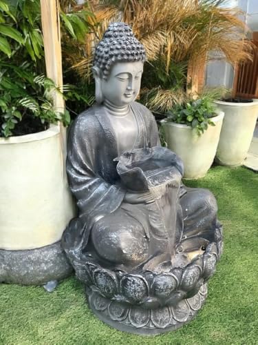 Image of Resin Buddha Statue Decorative Water Fountains for Outdoor Living Room, Office, Garden 4 Feet Large Buddha Fountain, Sitting Pose, Large Big Size (Design 5)