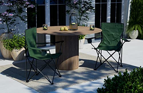 Nexos Angelstuhl Anglerstuhl Faltstuhl Campingstuhl Klappstuhl mit Armlehne und Getränkehalter praktisch robust leicht dunkelgrün – Bild 3