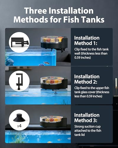 Image of Automatic Fish Feeder Dispenser for Aquarium: Auto Precision Food Feeding 300ml Large Capacity for Powder Flakes Pellet, Battery Feeders Timer for Small Tank Turtle Betta Koi Vacation Weekend Day