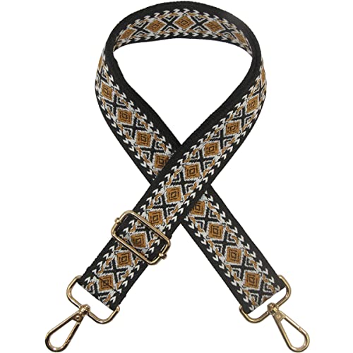 Image of Duwi Wide Handbag&Purse Strap Jacquard Woven Guitar Style Multicolor Replacement Strap Canvas Adjustable Crossbody Bag Strap
