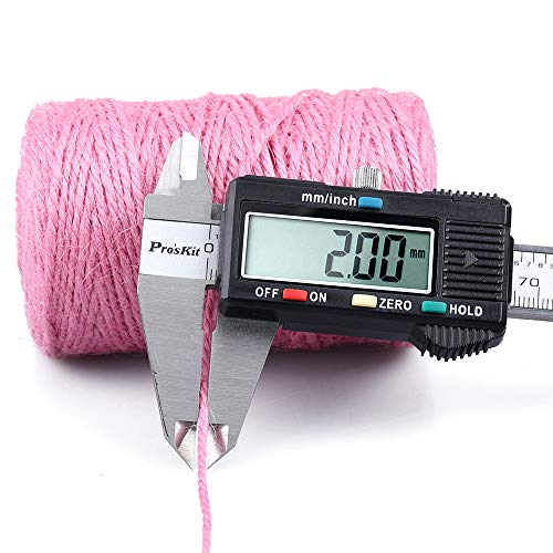 Image of KINGLAKE Pink Jute Twine, 328 Feet, 2mm, Light, Twisted, Perfect for Arts, Crafts, Weddings, Christmas, Valentines Day Gifts