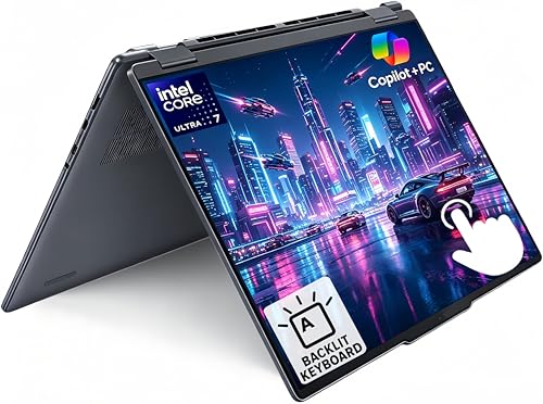 Image of Lenovo Yoga 7 16 Inch WUXGA IPS Touchscreen 2-in-1 Convertible Laptop, Copilot AI PC, Intel Core Ultra 7 155U, 16GB LPDDR5X, 2TB SSD, Backlit Keyboard, Fingerprint Reader, Webcam, Windows 11