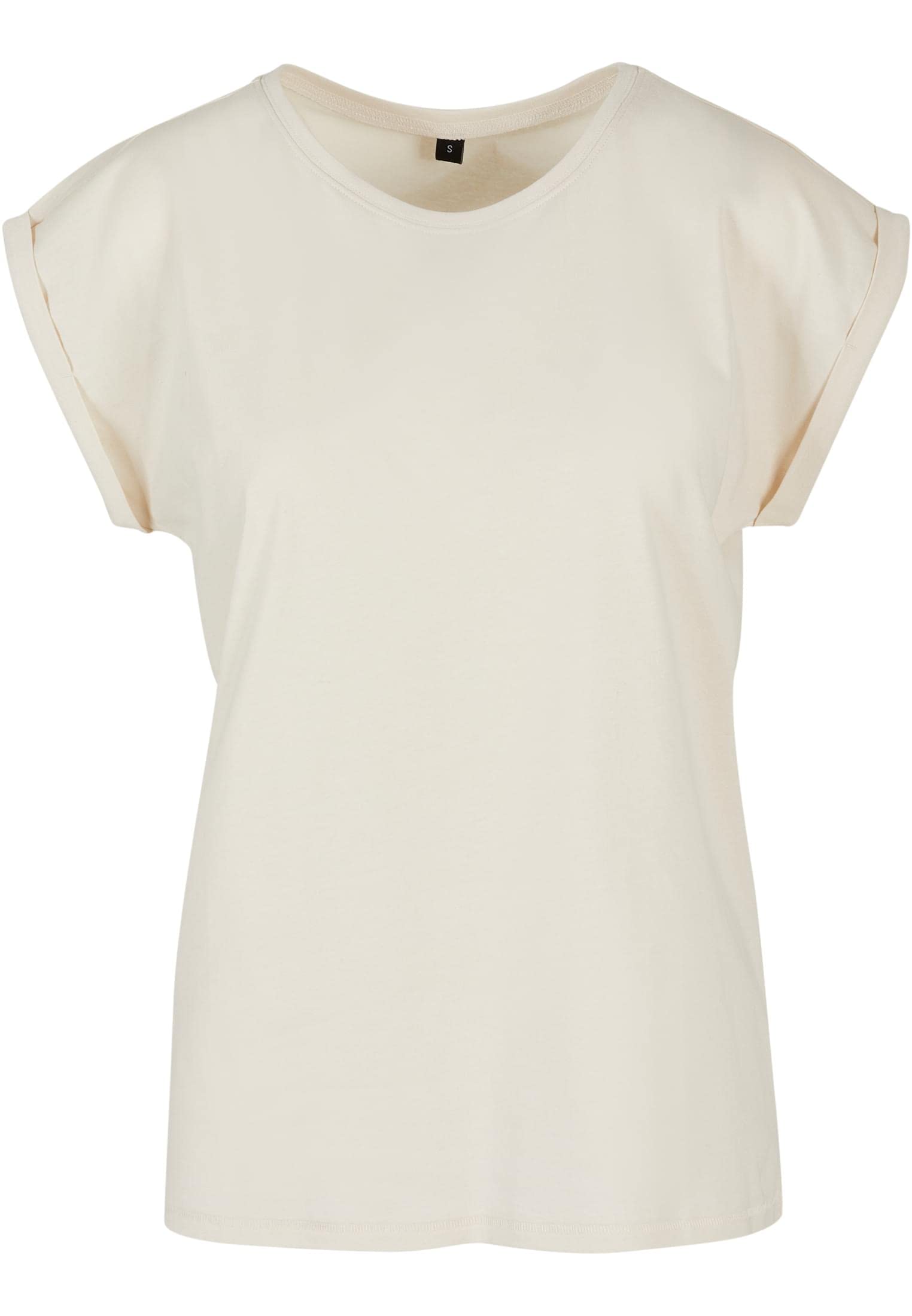 Build your Brand Women's Extended Shoulder Tee, Sand, XL