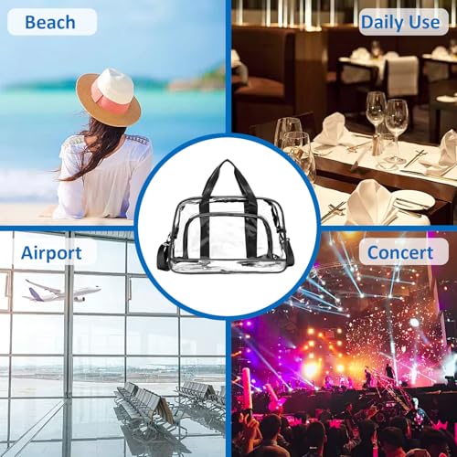 Enkrio Clear Bags for Stadium Large Clear Tote Bag with Shoulder Strap Duffel Bag for Work Travel Gym Makeup Organizer4