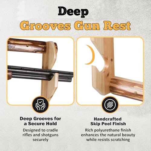 Rush Creek Creations | Rustic Pine Indoor Gun Rack for Wall for up to 5 Rifles or Shotguns, Solid Pine Real Gun Storage for Shooting Firearms, Great Alternative for Gun Safe for Rifles and Pistols by Rush Creek Creations - Image 4