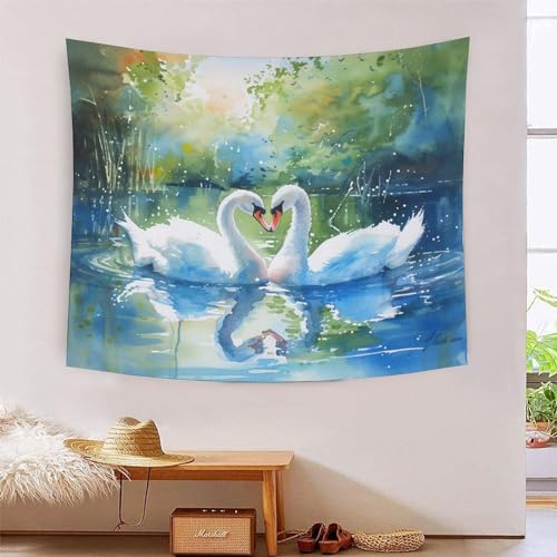 Tenture murale cygne 3D 180x230 pour relooker une chambre sans peinture