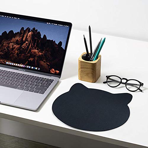 マウスパッド猫 個性的 おしゃれ かわいい猫耳の形 柔軟 ゴム製裏面 パソコンPC用 滑り止め 耐久性が良い おもしろい 黒ネコ柔らかいタッチ 光学式マウス対応 (24 x 21.5cm)