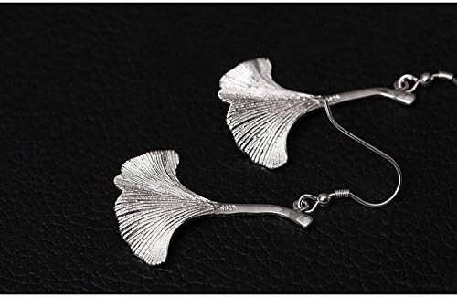 Helen de Lete Ginkgo Leaf 925 Sterling Silver Drop Earrings for Women - Image 6