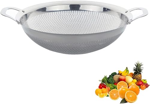 Colador de acero inoxidable con asa y patas para pasta, espaguetis, bayas, verduras, frutas, fideos, ensaladas, colador de frutas, colador de