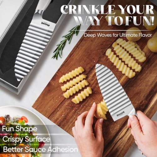 Huusk Crinkle Cutter Knife - Deep Wavy Heavy Duty for Waffle Fry, Black by Huusk - Used condition - Image 2
