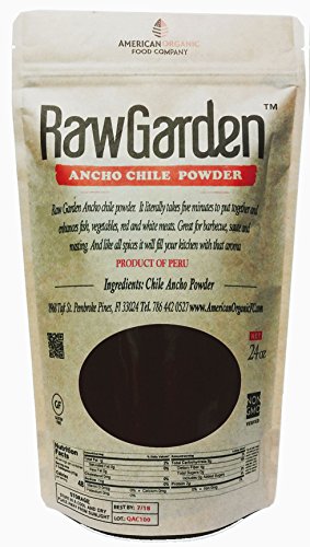 Raw Garden Ancho Chile Powder 1 1/2 LB (24 OZ) Non Irradiated, No Sulfites. Raw Garden Ancho Chile Powder 1 1/2 LB (24 OZ) Non Irradiated, No Sulfites.