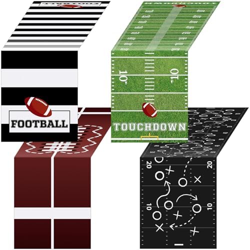 Sliner 4 Pcs Football Table Runner Football Centerpieces for Tabl...