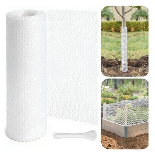 Red de malla – Valla de alambre para pollos de 15,7 pulgadas x 10 pies, valla de jardín con 50 bridas para pollos, perros, gatos, mascotas, conejos, aves de corral, protección de plantas, exteriores,