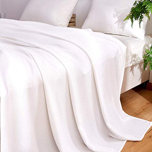 DANGTOP 100% Bamboo Cooling Blankets, Cooling Lightweight Blankets for Home Decoration, King Size - Perfect for Layering Any Bed for All-Season (108x90 inches, White) - Thumbnail 2