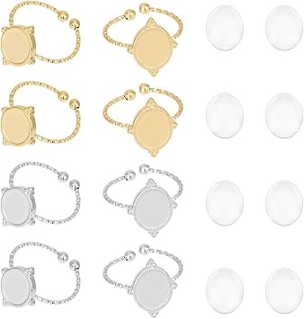 UNICRAFTALE 16Pcs 2 Colors Cabochon Ring Blanks for DIY Jewelry Making