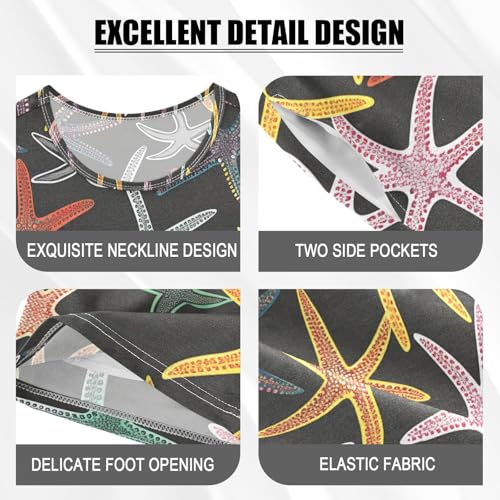 ALAZA Funny Starfish Black Pajamas Short Sleeve 2 Piece Sleepwear Top and Bottom Pajama Set Unisex4
