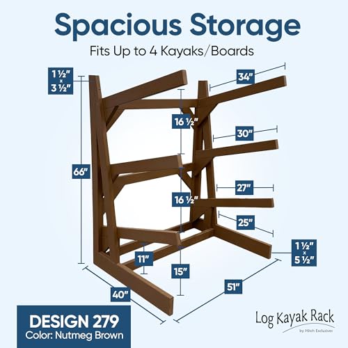Poly Kayak Rack - 4-Place Kayak Rack for Dock, Recycled Plastic Free Standing Dock, Paddle Board Storage Racks, Surfboard Storage System for Garage and Outdoor
