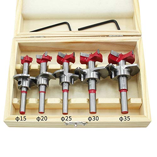 Sculpture L'outil du Bois 5pcs Trou ouvreur autocentreur Mèche Trou Machine à Bois réglable Scier charnière Reamer Jeu d' Outils for Perforation Lathe Tool Set (Color : Red)