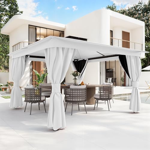 MELLCOM 10'x13' Outdoor Gazebo for Patio, White, Heavy Duty Party