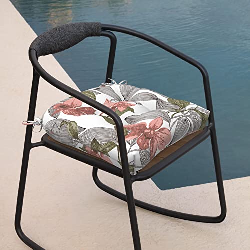 Melody Elephant Patio Wicker Chair Cushions, All Weather Outdoor Tufted Chair Pads Pack Of 2, 19 X 19 X 5 Inch U-Shaped Seat Cushions Of Garden Furniture Decoration, Clemens Noir Pink #TOP4