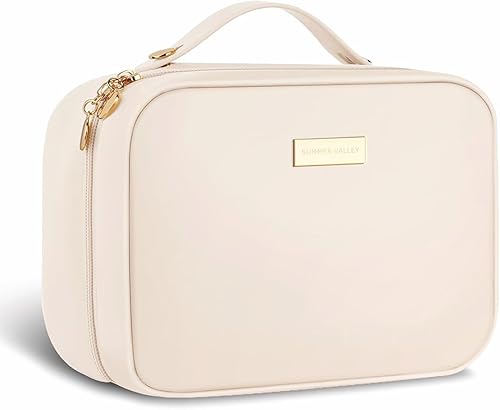 Bolsa de maquillaje, bolsa impermeable de gran capacidad para artículos de tocador de viaje, Blanco, Bolsa de maquillaje acolchada de viaje