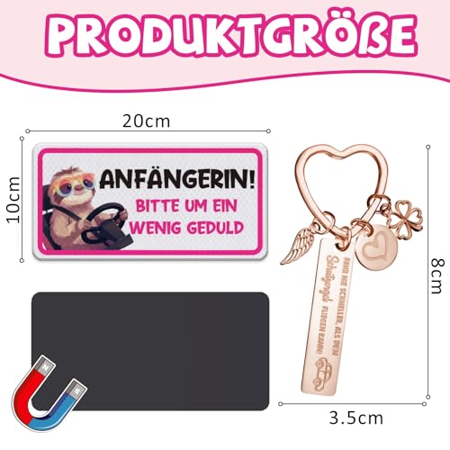 Anruzon Fahranfänger Magnetschild (20x10cm) - Anfänger Schild Auto Lustig - Alternative zu Aufkleber - Geschenke zum Führerschein - Magnetschild mit Spruch & witzigem Motiv