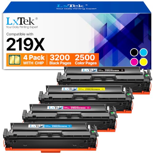 LxTek 219X Toner 219 mit Chip 219A Kompatibel Schwarz für HP 219X Toner Set Original für HP Color LaserJet Pro MFP 3302FDWG für HP Color LaserJet Pro MFP 3302SDWG 3302FDW 3202DW 3302 (4er-Pack)