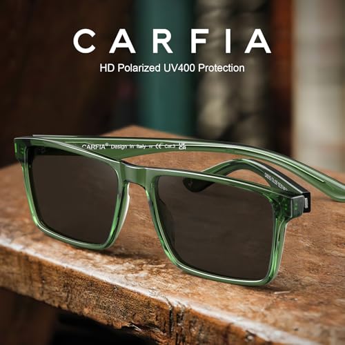 Image of CARFIA Retro Acetate Mens Sunglasses Polarized Classic Square Sun Glasses CA62162