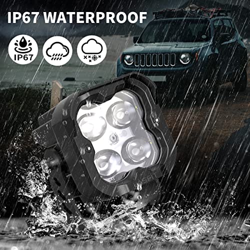 Lasfit Led Pods Spot, 3 Inch Ditch Lights 18W Led Light Pods 6276K White/2072.6Lm For High Speed Driving Off Road Agricultural Racing With Tir Optics, Pair #TOP6